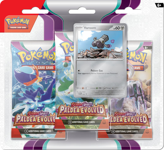 Pokémon TCG: Scarlet & Violet-Paldea Evolved 3 Booster Packs, Coin & Random Promo (Random Art)